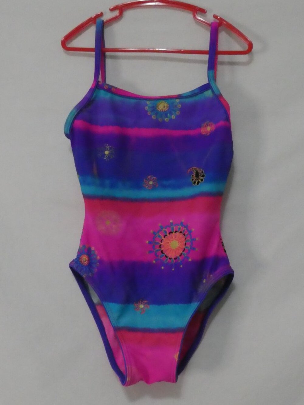 Vintage GOTTEX Mandala Paisley Striped One Piece Swimsuit - Size 10